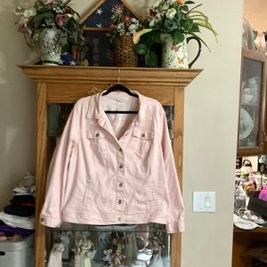 New never worn 1X pink denim jacket.